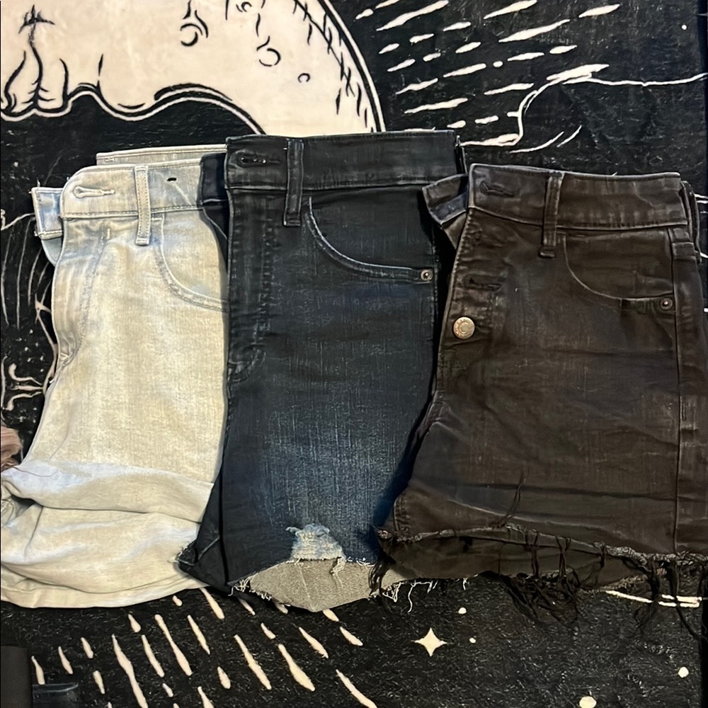 Stylish Denim Shorts - Black, Blue, and Gray